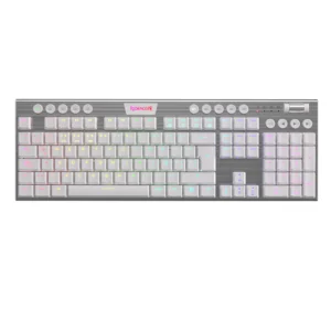 Teclado Gaming Inalámbrico Redragon Horus FS – Teclado Mecánico Low Profile con RGB y Conectividad Avanzada - BLANCO
