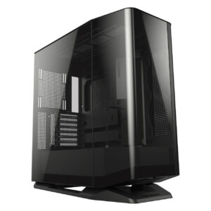 Cougar FV270 SIN ABANICOS – Gabinete Mid-Tower E-ATX con Panel de Vidrio Curvado, Soporte para GPUs de hasta 420 mm y Compatibilidad con Placas Base de Conexión Inversa - negro