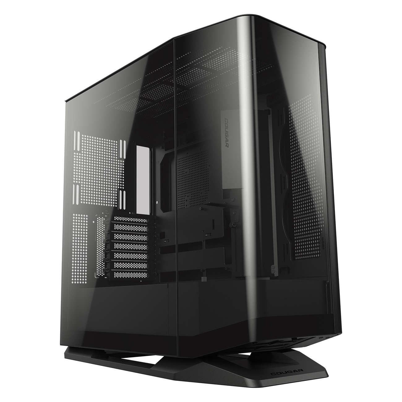Cougar FV270 SIN ABANICOS – Gabinete Mid-Tower E-ATX con Panel de Vidrio Curvado, Soporte para GPUs de hasta 420 mm y Compatibilidad con Placas Base de Conexión Inversa