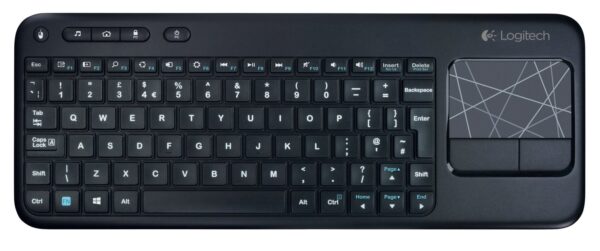 Teclado Inalámbrico con Touchpad Integrado | Logitech | K400 Plus | Conexión Unifying 2.4 GHz | Alcance de 10 m | Distribución Español e Inglés | Compatible con Smart TV y PC | Negro | 920-007119