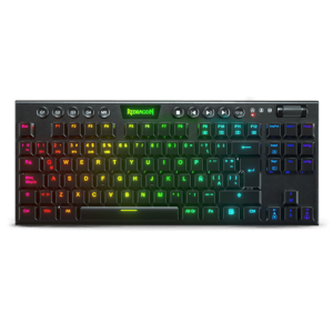 Teclado Gaming Mecánico Bajo perfil - REDRAGON HORUS TKL - Con teclas multimedia - Switch Rojos - Negro