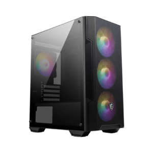 MSI MAG FORGE M100A – Gabinete Micro-ATX con Panel Frontal de Malla, 4 Ventiladores Auto-RGB de 120 mm Preinstalados, Filtro de Polvo Magnético, Panel Lateral Acrílico, Soporte para Radiadores de hasta 240 mm, Compatible con Placas Micro-ATX y Mini-ITX