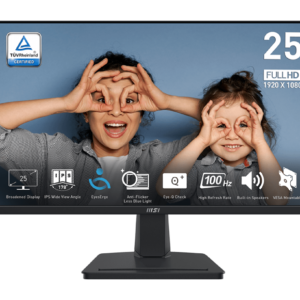 MSI PRO MP251 – Monitor Profesional de 24.5" Full HD (1920x1080), Panel IPS, Tasa de Refresco de 100Hz, Tiempo de Respuesta de 1ms (MPRT), Tecnología Eye Care