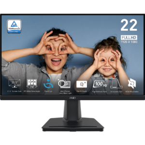 Monitor MSI PRO MP225 22” FHD IPS 100 Hz | Adaptive-Sync | 1 ms MPRT | Anti-Flicker | Menos Luz Azul | VESA 75×75 mm