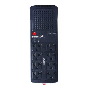 Regulador de Voltaje Smartbitt SBAVR2200 2200VA/1100W 8 Contactos 60 Hz AVR RJ11