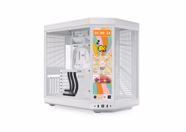Gabinete HYTE Y70 Touch Infinite  – Mid-Tower ATX, sin ventiladores incluidos,  Pantalla táctil IPS Integrada