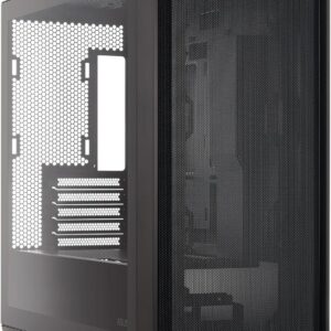 Gabinete Micro‑ATX ASUS A21 – Malla Frontal, Panel Templado, Soporte Radiador 360 mm, GPU 380 mm, Sin Ventiladores Incluidos - Negro