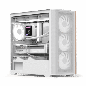 Gabinete Mini Tower Aerocool D301A – 1 Ventilador ARGB Trasero, Panel Lateral Templado, Frontal de Malla con Acento de Madera