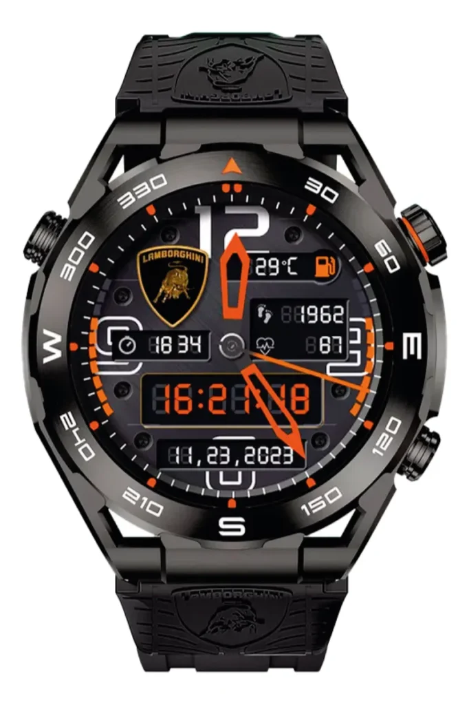 Lamborghini Smartwatch Aventador V12 GT – Reloj Inteligente Deportivo con GPS, Pulsómetro, Notificaciones, 1.39″ AMOLED, Resistencia al Agua 5 ATM