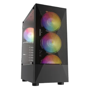 NSX Viper Gaming ATX/MicroATX con PSU 650W 80+ Bronze, ARGB 4 Ventiladores, Panel Izquierdo Vidrio Templado, Filtros Antipolvo
