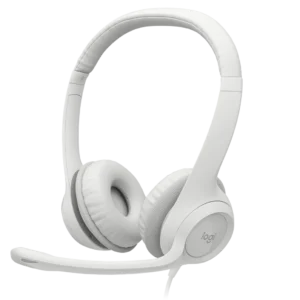 Auriculares USB Logitech H390 – Headset Stereo con Micrófono con Cancelación de Ruido, Controles en Línea, Diadema Ajustable, Conector USB-A - Blanco