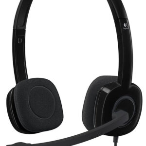 Auriculares Estéreo Logitech H151 con Micrófono Color negro – Rotación 180°, Controles de Volumen y Silencio en Línea, Almohadillas de Espuma, Conector 3.5 mm