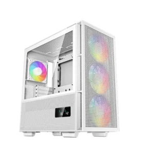 Gabinete Gaming DeepCool CH560 DIGITAL – Mid-Tower Airflow con Panel Híbrido, 4 Ventiladores ARGB PWM, Pantalla Digital Dual-Estado - Blanco