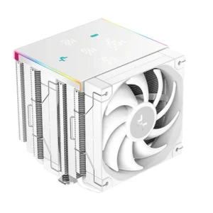 Refrigeración por Aire DeepCool AK620 Digital Pro — 2×120 mm 1750 RPM • Pantalla Multidatos • LGA1851 / AM5 • 6 Heatpipes Ø6 mm • Flujo 60.9 CFM • ≤25 dB • 163 mm Altura • ARGB - Blanco