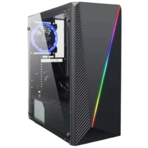 Gabinete Micro-ATX Eagle Warrior CG05AKRA001C – Frontal Mesh + LED, 4 Slots PCI, Vidrio Lateral, Sin Ventiladores Incluidos, Negro