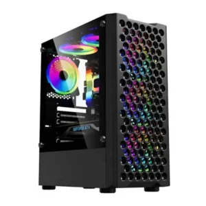 Gabinete ATX Eagle Warrior CG06Z5RA001C – Frontal Mesh, 3 Ventiladores ARGB, Vidrio Templado, Negro
