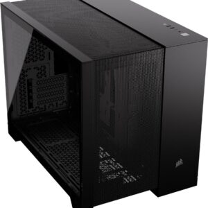Gabinete Mid-Tower Corsair 2500D Airflow – Doble Cámara, Frontal Mesh, mATX/mITX, Cristal Templado, Sin Ventiladores incluidos, Negro