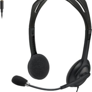 Auriculares Logitech H111 con Micrófono – Estéreo, Jack 3.5 mm, Micrófono Giratorio, Compatibles con PC, Móvil y Tablet, Color Negro
