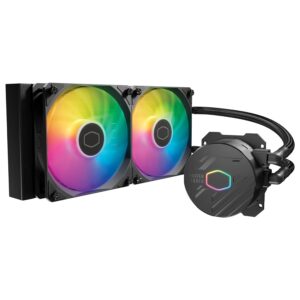 Enfriamiento Líquido Cooler Master MasterLiquid 240L Core ARGB – Radiador 240 mm, 2 Ventiladores ARGB Incluidos, Compatible Intel LGA 1700/1200/115X y AMD AM5/AM4, Negro