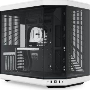 Gabinete HYTE Y70 – Mid Tower compatible con ATX, Micro-ATX y Mini-ITX, sin ventiladores incluidos, vidrio templado, USB-C - Blanco y Negro