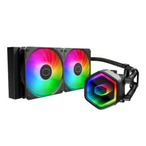 Refrigeración Líquida AIO Cooler Master MasterLiquid RGB Core II Series 240 mm – Dual Chamber, Infinity Mirror y Ventiladores 120 mm - Negro