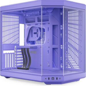 Gabinete HYTE Y70 – Mid Tower compatible con ATX, Micro-ATX y Mini-ITX, sin ventiladores incluidos, vidrio templado, USB-C - Morado