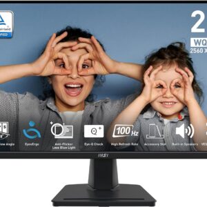 Monitor Profesional MSI PRO MP275Q – 27” QHD (2560x1440), Panel IPS, 75Hz, Antirreflejo, Altavoces Integrados, Color Negro