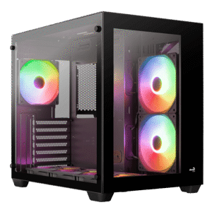 Gabinete ATX Aerocool Dryft FRGB — 6 ventiladores incluidos (2×140 mm + 4×120 mm) • Paneles de cristal templado • Soporta hasta 10 ventiladores • GPU 419 mm • USB 3.0