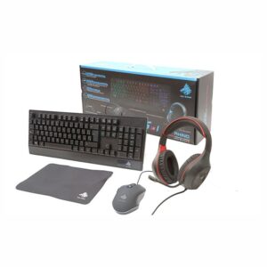 Kit Gaming Eagle Warrior RHINO 4 en 1 – Teclado con Retroiluminación Rainbow, Mouse 6400 DPI, Headset con Micrófono, Mouse Pad – Modelo FXX24182