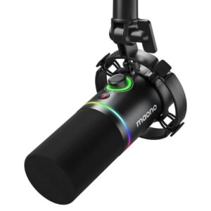 Micrófono Dinámico Maono PD200X USB/XLR – ARGB, Cardioide, Compatible con PC y Consolas, Solo Micrófono (sin base incluida)