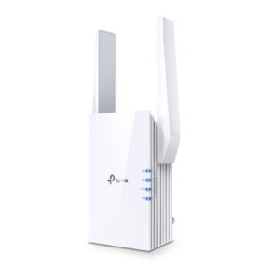 Extensor Wifi TP‑Link RE705X — Wi‑Fi 6 AX3000 • 2 antenas externas • Puerto Gigabit + modo AP • OneMesh • 2402 Mbps (5 GHz) + 574 Mbps (2.4 GHz)