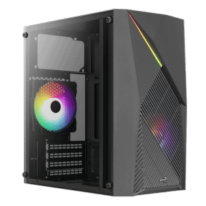 Gabinete Mini-Tower Aerocool Raider Mini RGB – Cristal Templado, Soporte Micro-ATX, 285 mm GPU, 3 Ventiladores 120 mm