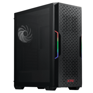 Gabinete Mid Tower XPG Starker Air — Panel Frontal Mallado ARGB • Vidrio Templado 4 mm • 2 × 120 mm Ventiladores Incluidos • Radiador 360 mm • GPU 350 mm • CPU 165 mm • USB 3.0 × 2 - Negro