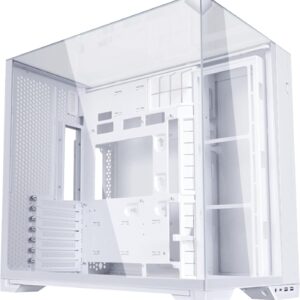 Gabinete Mid-Tower Lian Li O11 Vision Compact – Cristal Templado 360°, Soporte ATX, GPU Vertical, 3 Radiadores, Sin Ventiladores incluidos - Blanco