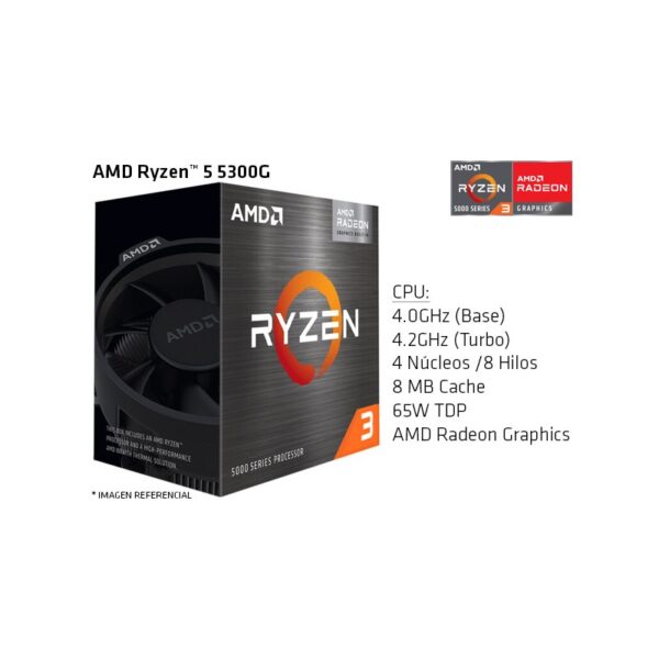 Procesador AMD  Ryzen 3 5300G — 4 Núcleos | 4.2 GHz | 8 MB Caché | Radeon Graphics | AM4