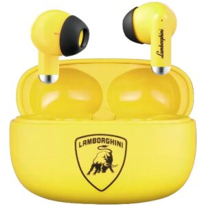 Audífonos Bluetooth Inalámbricos Lamborghini Mini | TWS de Diseño Ultra-Compacto | Bluetooth 5.3, Controles Táctiles | Color Amarillo