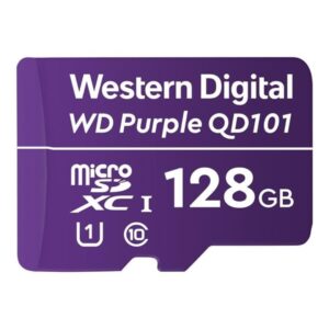 Tarjeta microSD  - WD Purple QD101 256 GB – Clase 10 de alta resistencia para videovigilancia 24/7 - 128GB