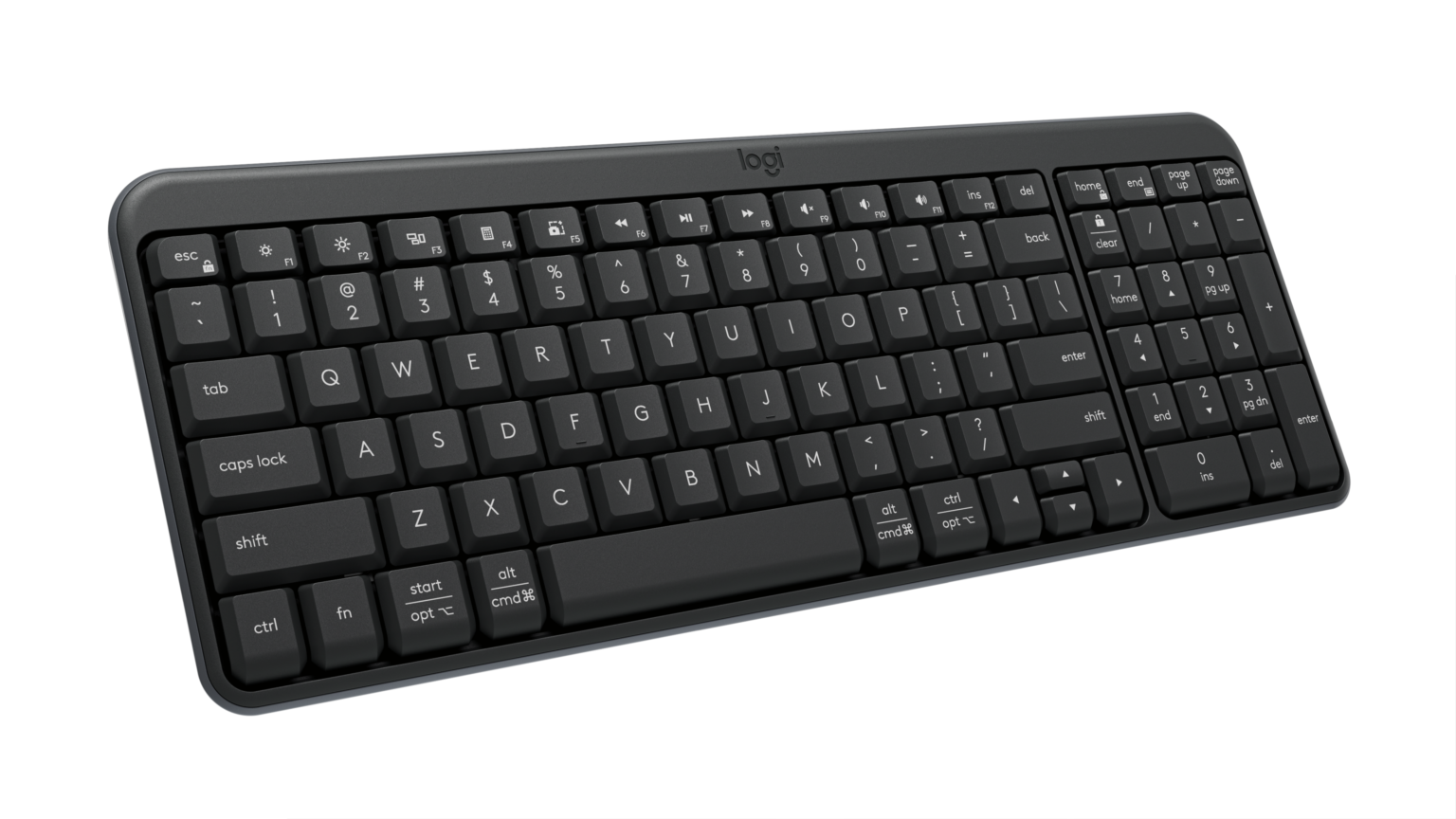 Logitech K250 | Teclado Inalámbrico Bluetooth | Diseño Compacto con Pad Numérico | 12 Meses de Batería | Sostenible | Membrana | Español