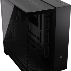 CORSAIR 6500X Mid-Tower | Gabinete de Cámara Dual | Negro | Sin ventiladores incluidos (0 abanicos) | Soporte para Placas Base de Conector Trasero | Cristal Templado Panorámico