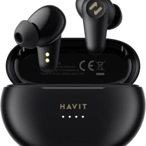 Audífonos TWS Havit TW915E Color Negro | Cancelación de Ruido ENC de 4 Micrófonos | Bluetooth 5.2, 28H de Batería, IPX5