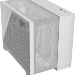 CORSAIR 2500D AIRFLOW Mid-Tower | Gabinete de Cámara Dual Compacto | Blanco | Sin ventiladores incluidos (0 abanicos) | Panel de Acero Perforado | Soporte para Placas Base de Conector Trasero