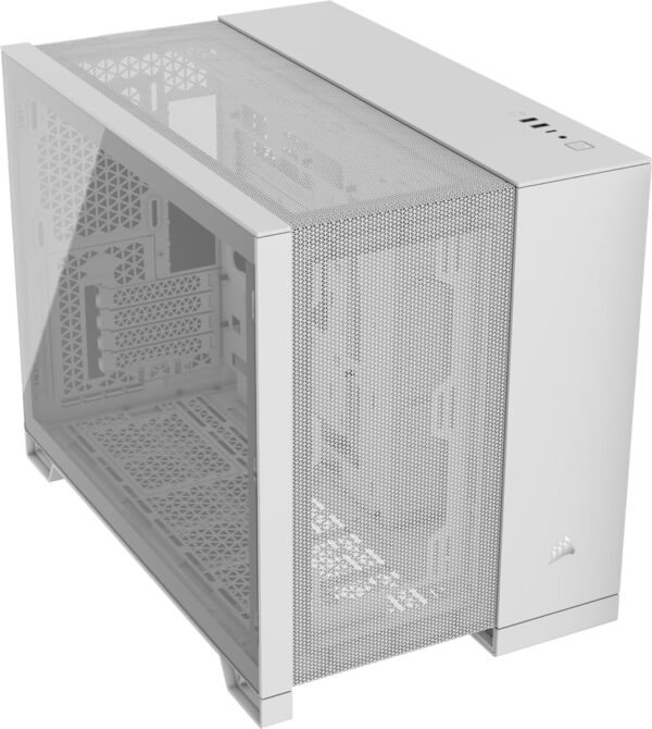 CORSAIR 2500D AIRFLOW Mid-Tower | Gabinete de Cámara Dual Compacto | Blanco | Sin ventiladores incluidos (0 abanicos) | Panel de Acero Perforado | Soporte para Placas Base de Conector Trasero
