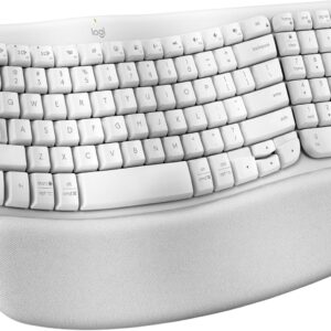 Logitech Wave Keys | Teclado Ergonómico Inalámbrico | Diseño Ondulado Compacto | Reposamuñecas Acolchado Integrado | Conexión Logi Bolt + Bluetooth | Certificado Ergonómico