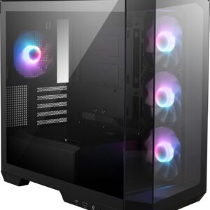 MSI MAG PANO M100R PZ Black | Gabinete Micro-ATX Premium | Vidrio Templado Panorámico 270° | 4 Ventiladores ARGB Incluidos | Soporte para Placas Project Zero