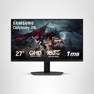 Samsung Odyssey G5 G50D 27" | Monitor Gaming QHD (2560 x 1440) | Panel IPS | 180Hz | 1ms (GtG) | HDR400 | AMD FreeSync | Diseño Ergonómico