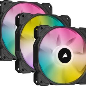CORSAIR iCUE SP120 RGB ELITE | Pack de 3 Ventiladores de 120mm | Tecnología AirGuide | Iluminación RGB Direccionable | Incluye iCUE Lighting Node CORE | Control PWM | Negro