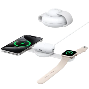 Anker MagGo Wireless Charging Station | Estación 3 en 1 | Certificación Qi2 de 15W | Carga Apple Watch y AirPods | Diseño Plegable | Incluye Cargador de 40W