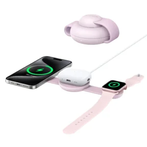 Anker MagGo Wireless Charger (Pad) | Certificación Qi2 | Carga Rápida 15W | Base Magnética | Cable 1.5m | Rosado