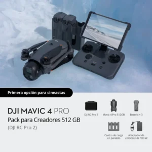 DJI Mavic 4 Pro Creator Combo (DJI RC Pro 2) | Triple Cámara Hasselblad 100MP | Video 6K/60fps HDR | 512GB Internos | Gimbal Infinity 360° | Gris