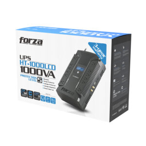 Forza HT-1000LCD | UPS Interactiva 1000VA/600W | 12 Tomas NEMA | Pantalla LCD | Protección Coaxial | Puertos de Carga USB-C y USB-A | Negro